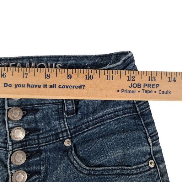 Almost Famous Jeans Women Size 3 Blue Cotton Denim Button Fly 25x30 Distressed - Picture 9 of 12